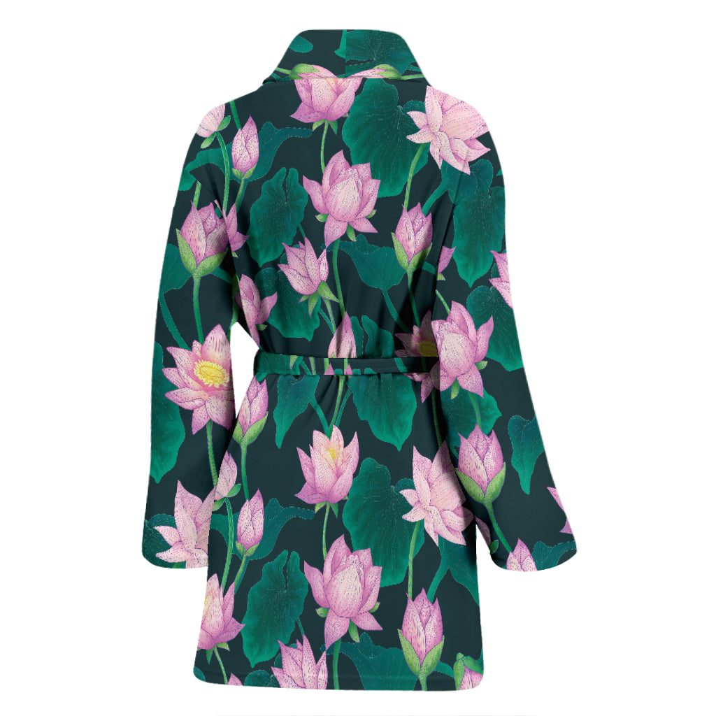 Water Lily Print Design LKS302 Women Bathrobe
