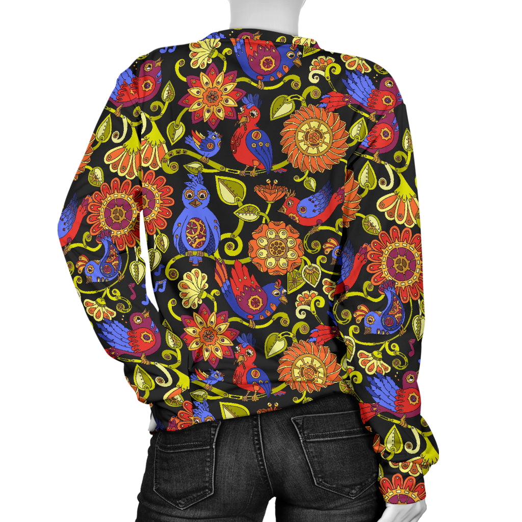 Steampunk Bird Design Themed Print Women Long Sleeve Sweatshirt