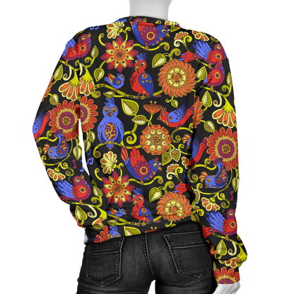 Steampunk Bird Design Themed Print Women Long Sleeve Sweatshirt