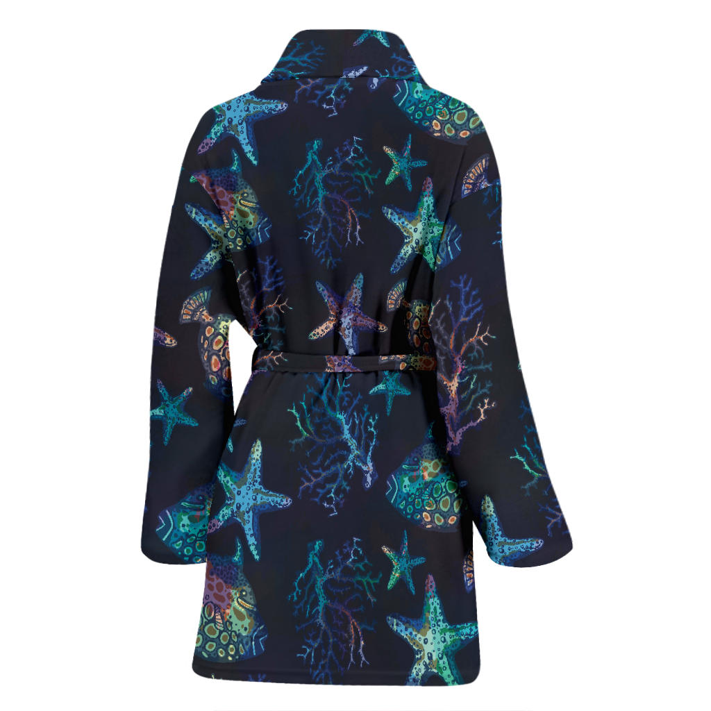 Starfish Pattern Print Design 01 Women Bathrobe