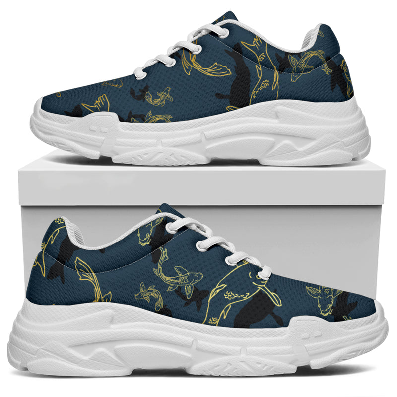 Koi Carp Gold Design Themed Print Chunky Sneakers