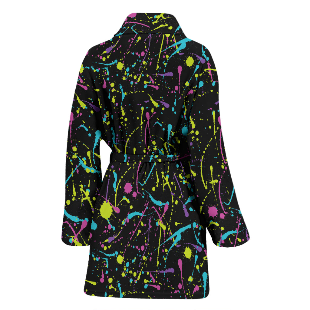 Splatter Multicolor Print Design LKS302 Women Bathrobe