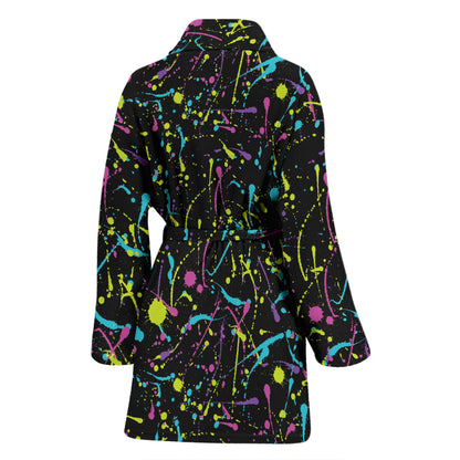 Splatter Multicolor Print Design LKS302 Women Bathrobe