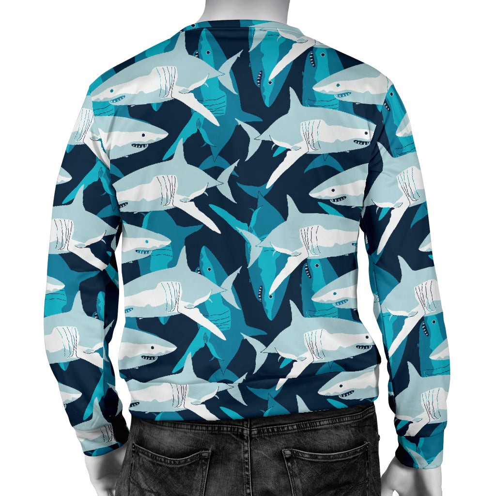 Shark Design Print Men Long Sleeve Sweatshirt