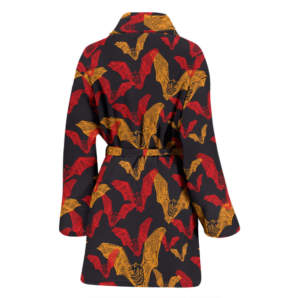 Bat Pattern Print Design 01 Women Bathrobe