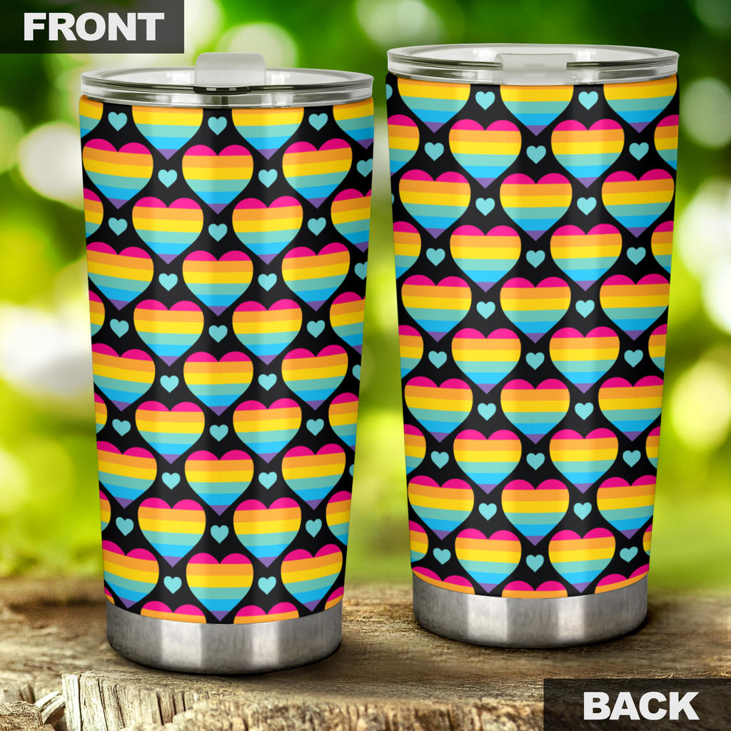 Rainbow Heart Print Pattern Tumbler