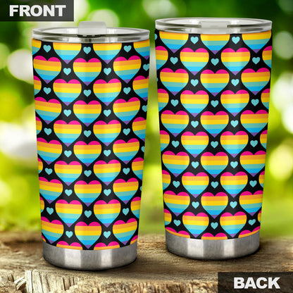Rainbow Heart Print Pattern Tumbler