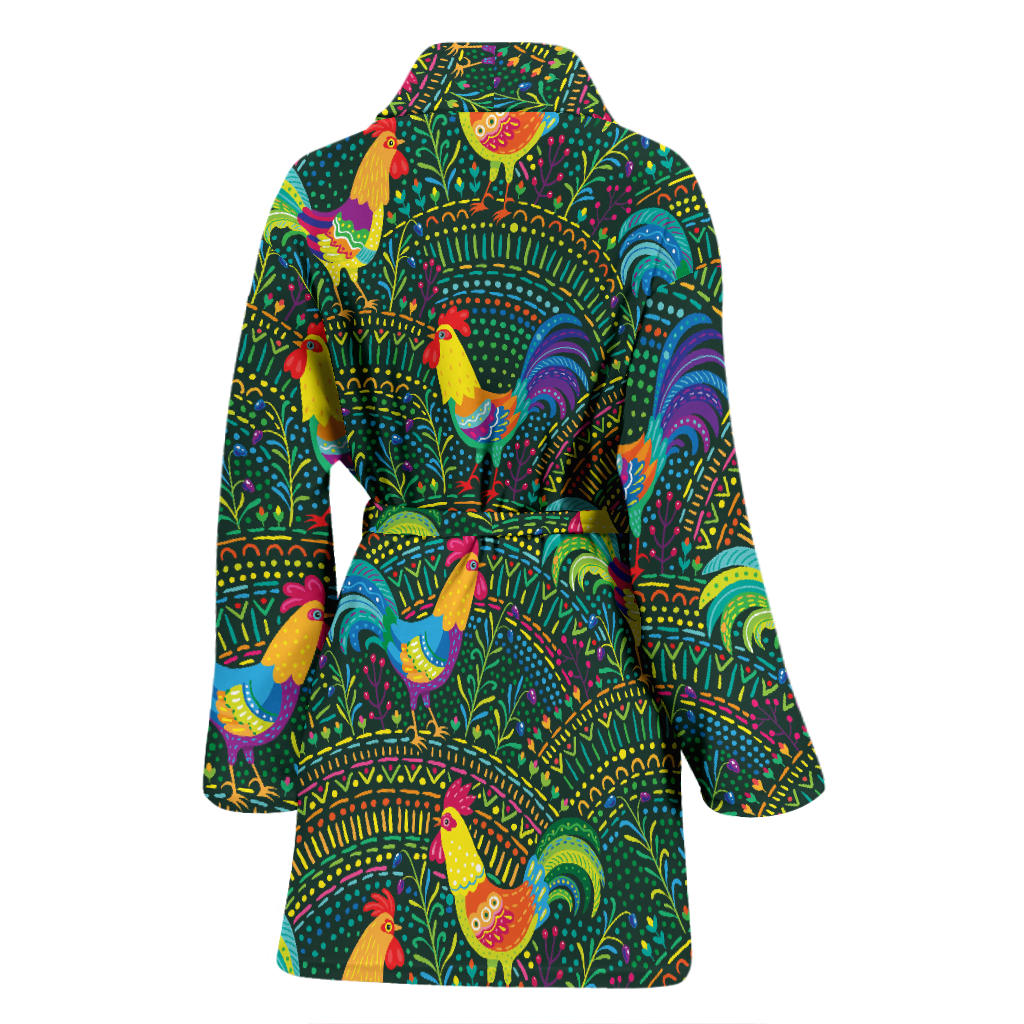Rooster Pattern Print Design A01 Women Bathrobe