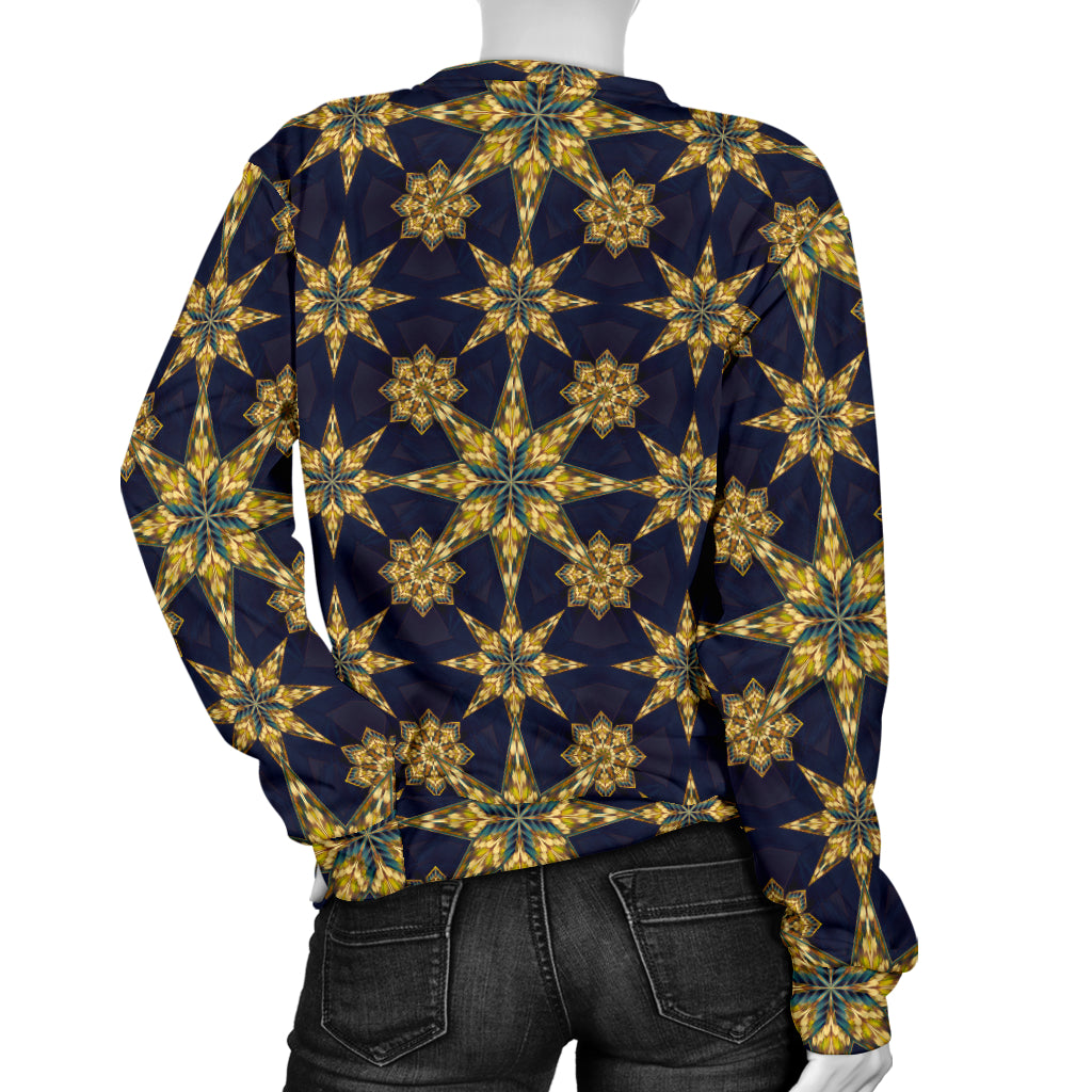 kaleidoscope Gold Print Design Women Long Sleeve Sweatshirt