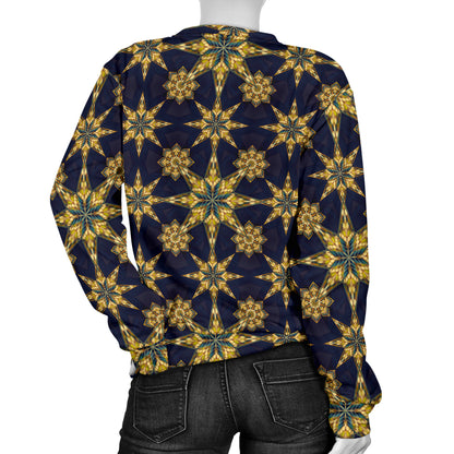 kaleidoscope Gold Print Design Women Long Sleeve Sweatshirt