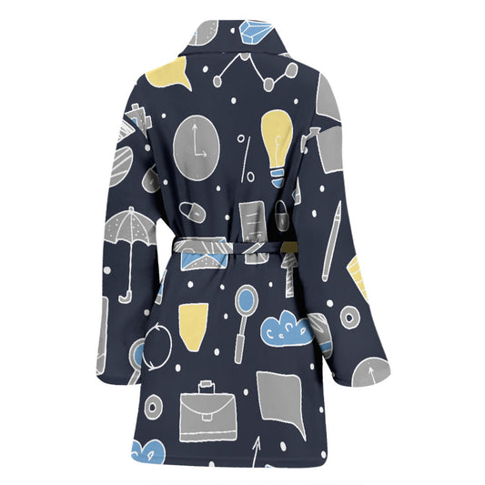 Accounting Financial Pattern Print Design 04 Women Bathrobe