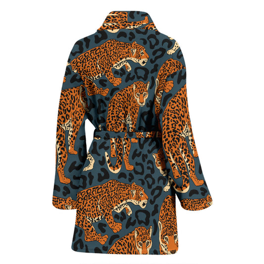 Jaguar Pattern Print Design 04 Women Bathrobe