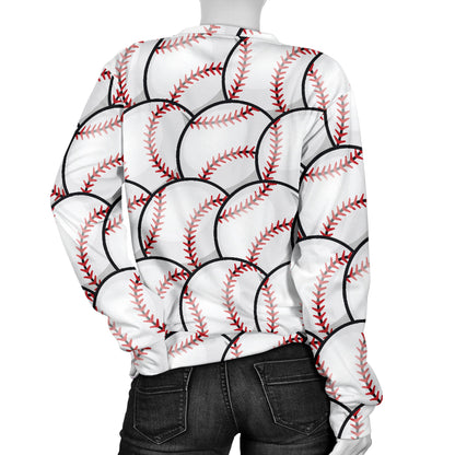Baseball Pattern Women Long Sleeve Sweatshirt