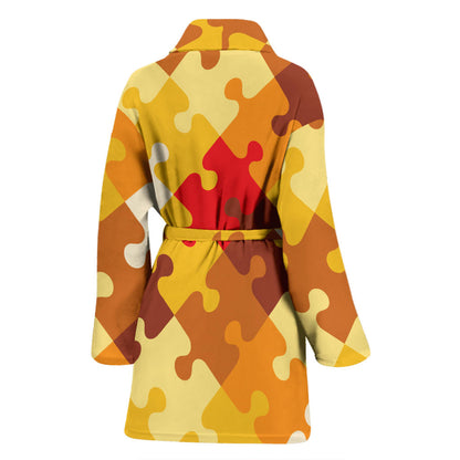 Puzzle Pattern Print Design A01 Women Bathrobe