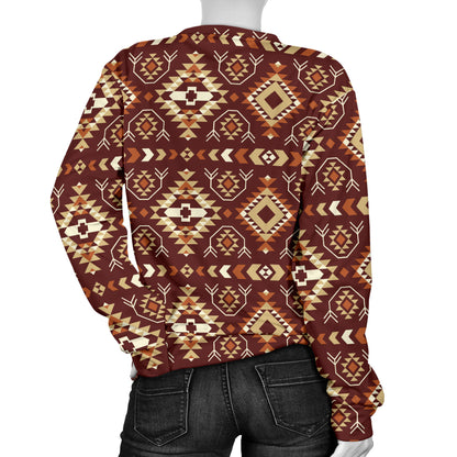 Navajo Native Color Print Pattern Women Long Sleeve Sweatshirt