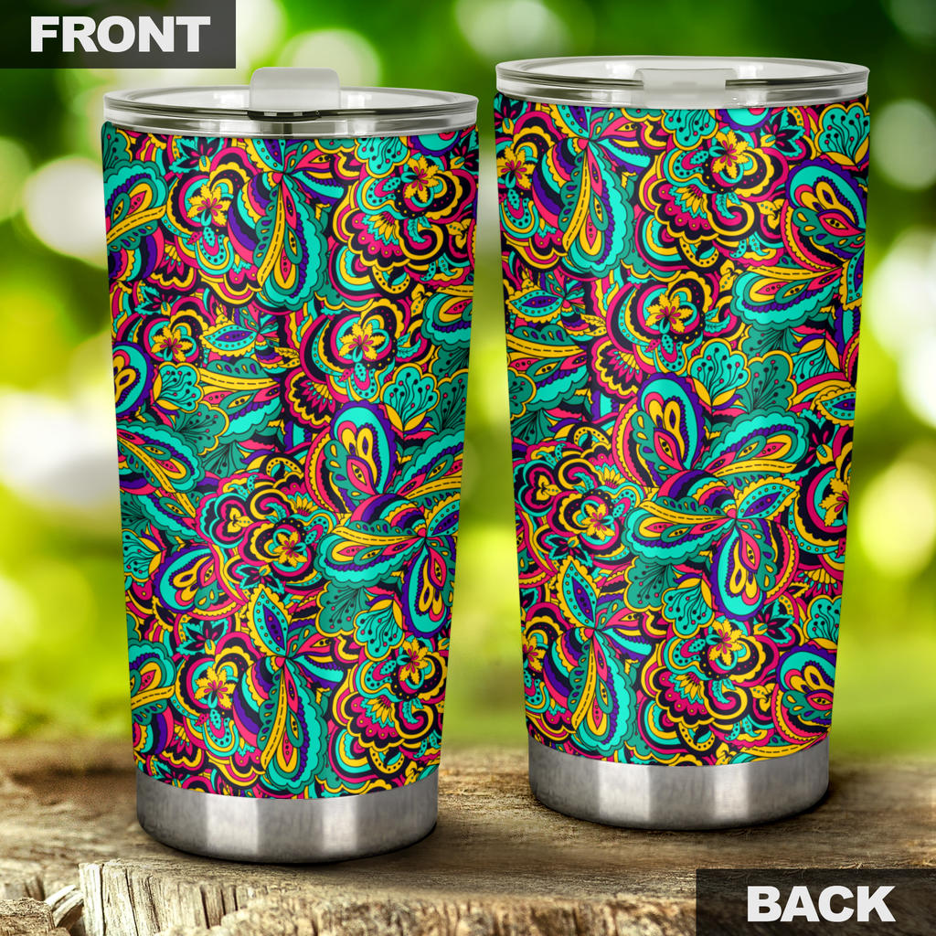 Psychedelic Trippy Floral Design Tumbler