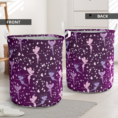 Fairy Pink Print Pattern Laundry Basket