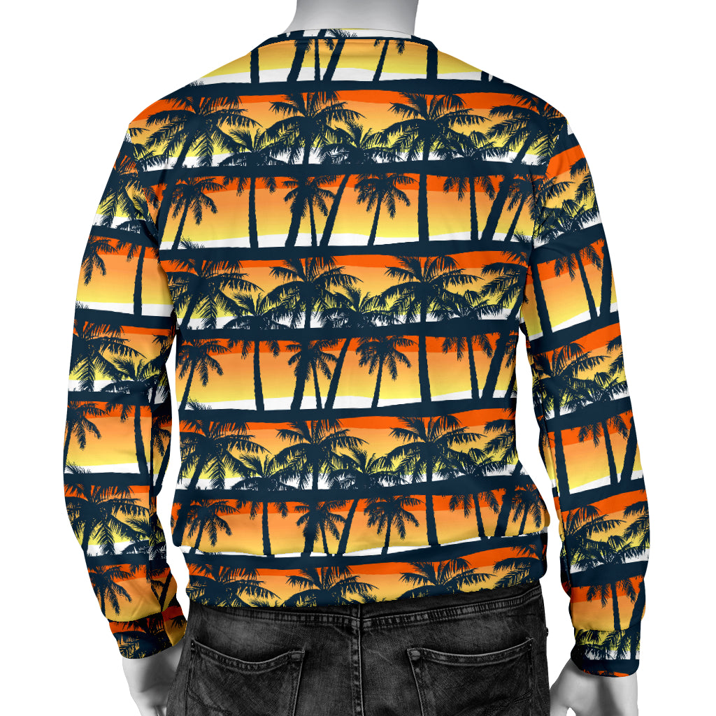 Palm Tree Sunset Design Print Men Long Sleeve Sweatshirt
