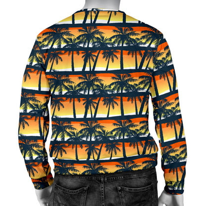 Palm Tree Sunset Design Print Men Long Sleeve Sweatshirt