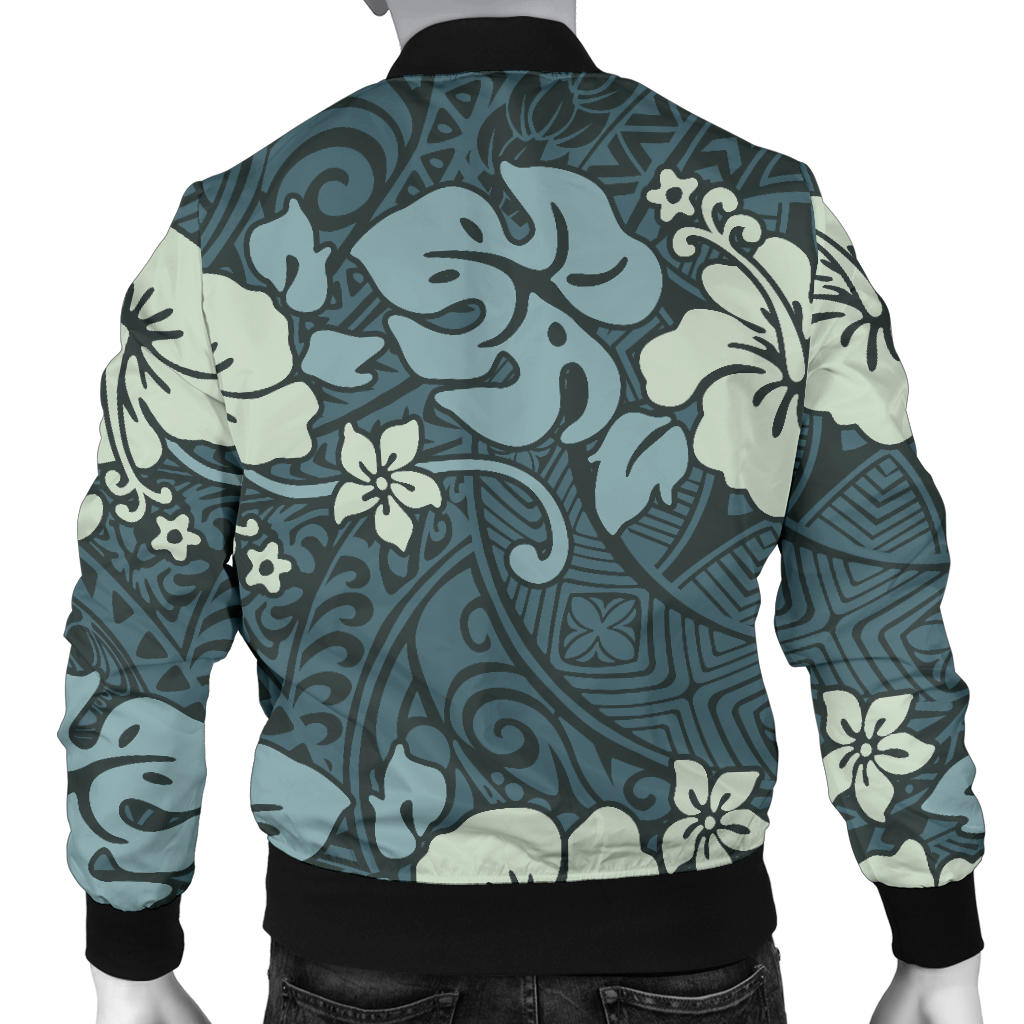 Flower Hawaiian Hibiscus Style Print Pattern Men Bomber Jacket
