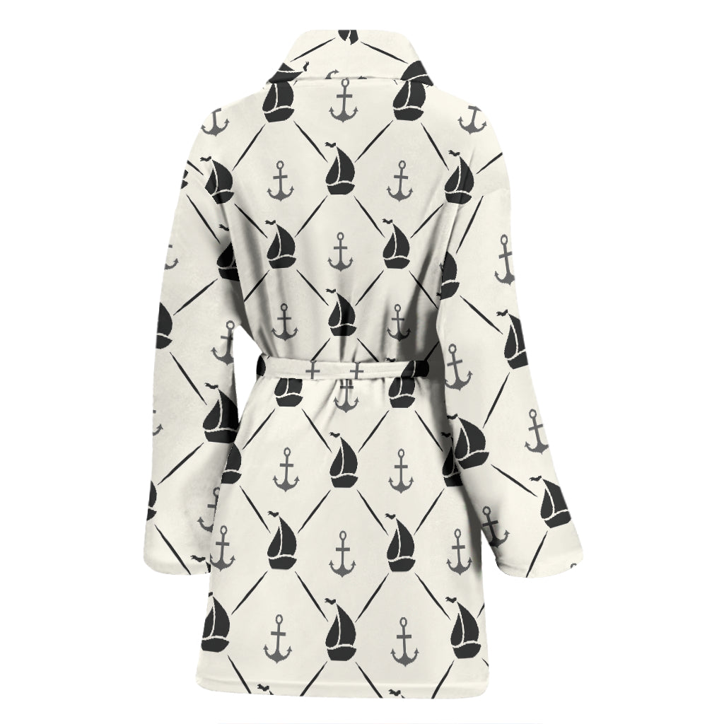 Sailboat Print Design LKS302 Women Bathrobe