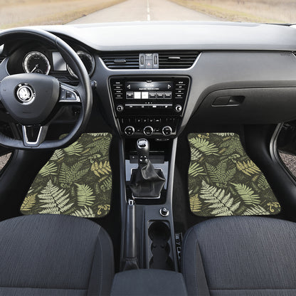 Fern Leave Green Print Pattern Car Floor Mats Front Back