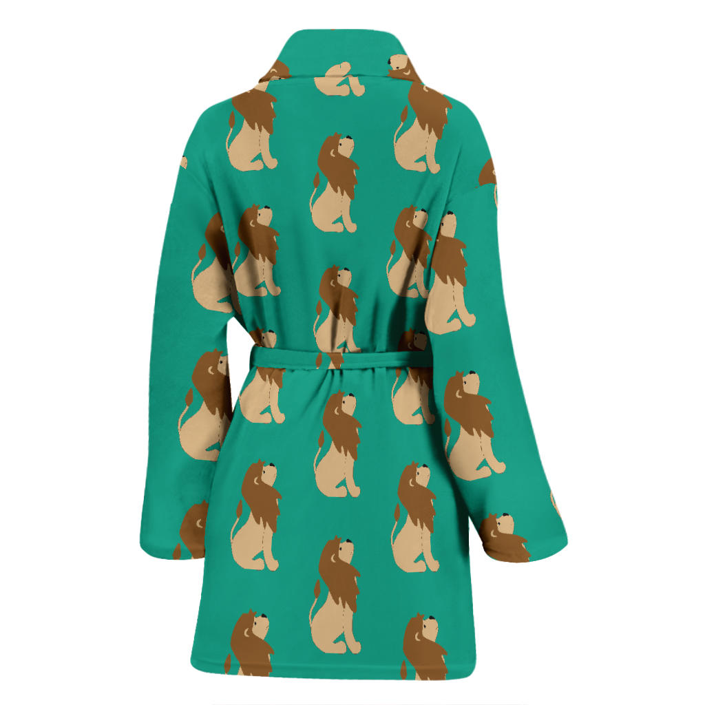 Lion Pattern Print Design 02 Women Bathrobe