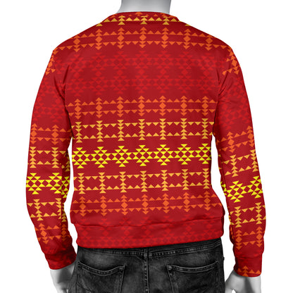 Southwest Red Gold Design Themed Print Men Long Sleeve Sweatshirt