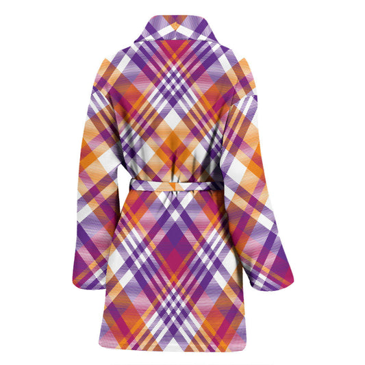 Madras Pattern Print Design 02 Women Bathrobe