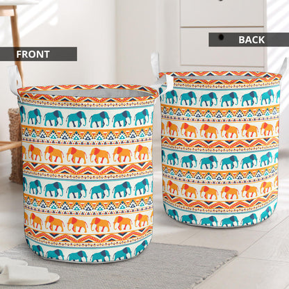 Elephant Aztec Ethnic Print Pattern Laundry Basket