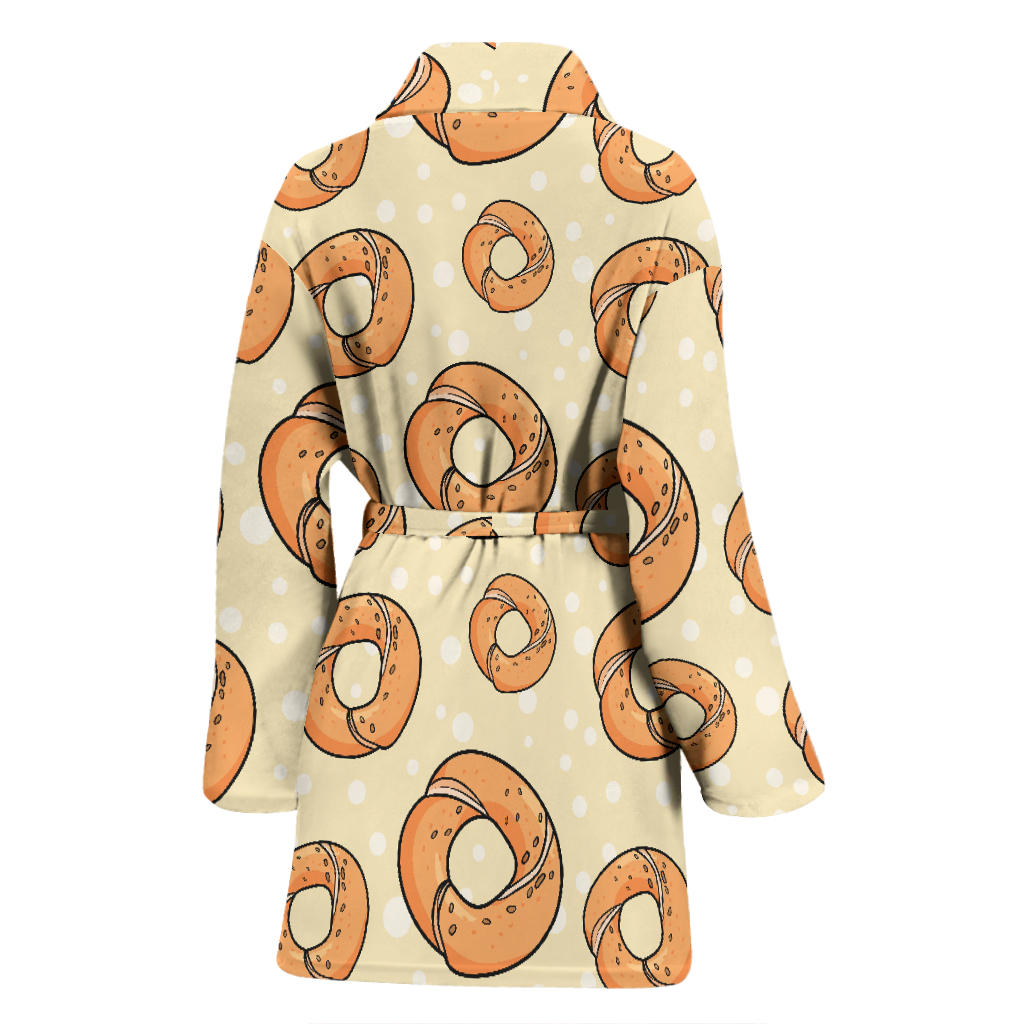Bagel Pattern Print Design 03 Women Bathrobe