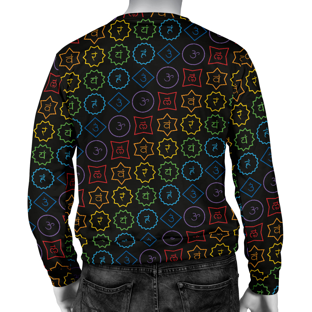 Chakra Colorful Symbol Pattern Men Long Sleeve Sweatshirt