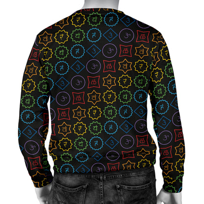Chakra Colorful Symbol Pattern Men Long Sleeve Sweatshirt