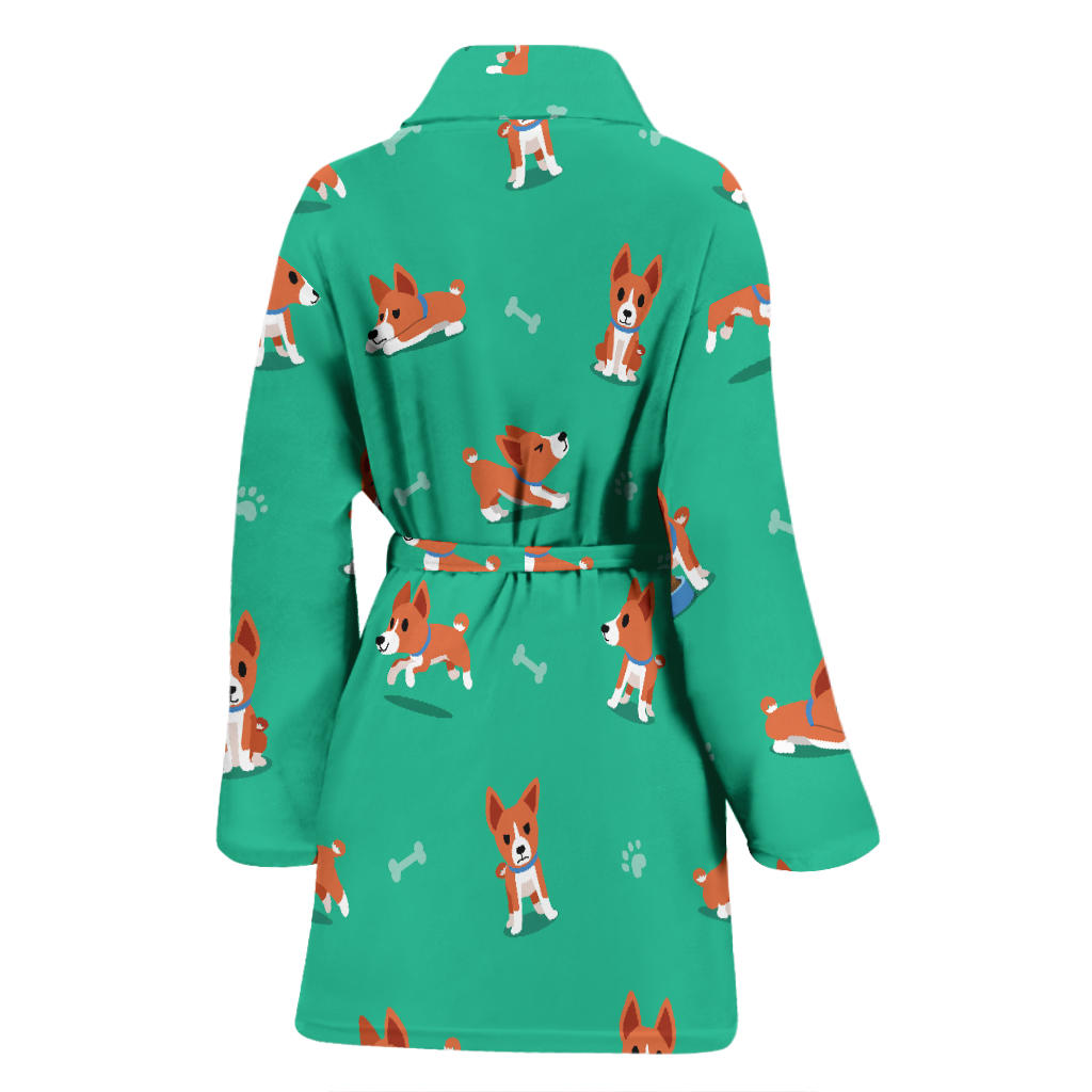 Basenji Pattern Print Design 02 Women Bathrobe