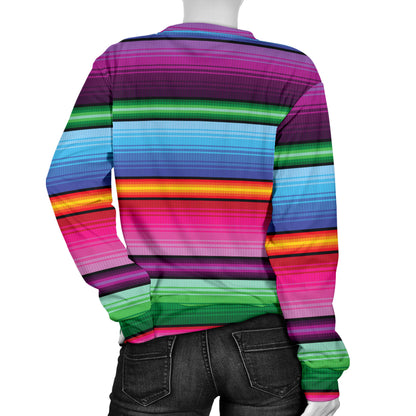 Mexican Blanket Colorful Print Pattern Women Long Sleeve Sweatshirt