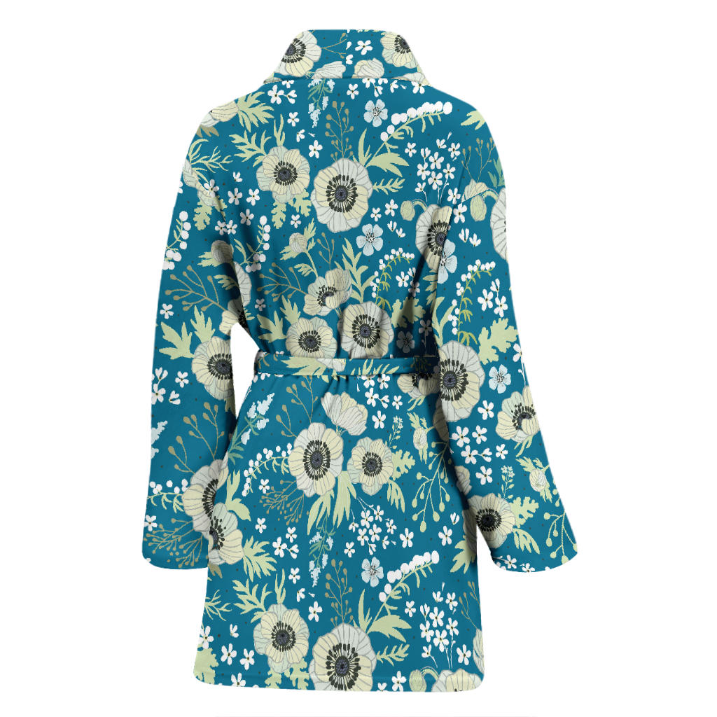 Anemone Pattern Print Design 01 Women Bathrobe