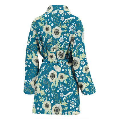 Anemone Pattern Print Design 01 Women Bathrobe