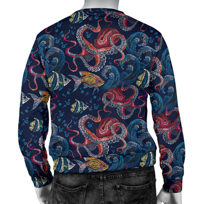 Octopus Deep Sea Print Themed Men Long Sleeve Sweatshirt