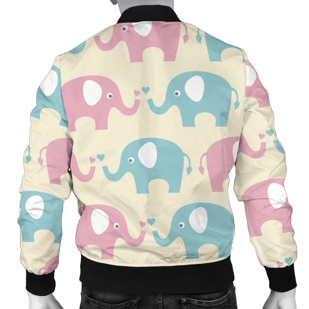 Elephant Baby Pastel Print Pattern Men Bomber Jacket