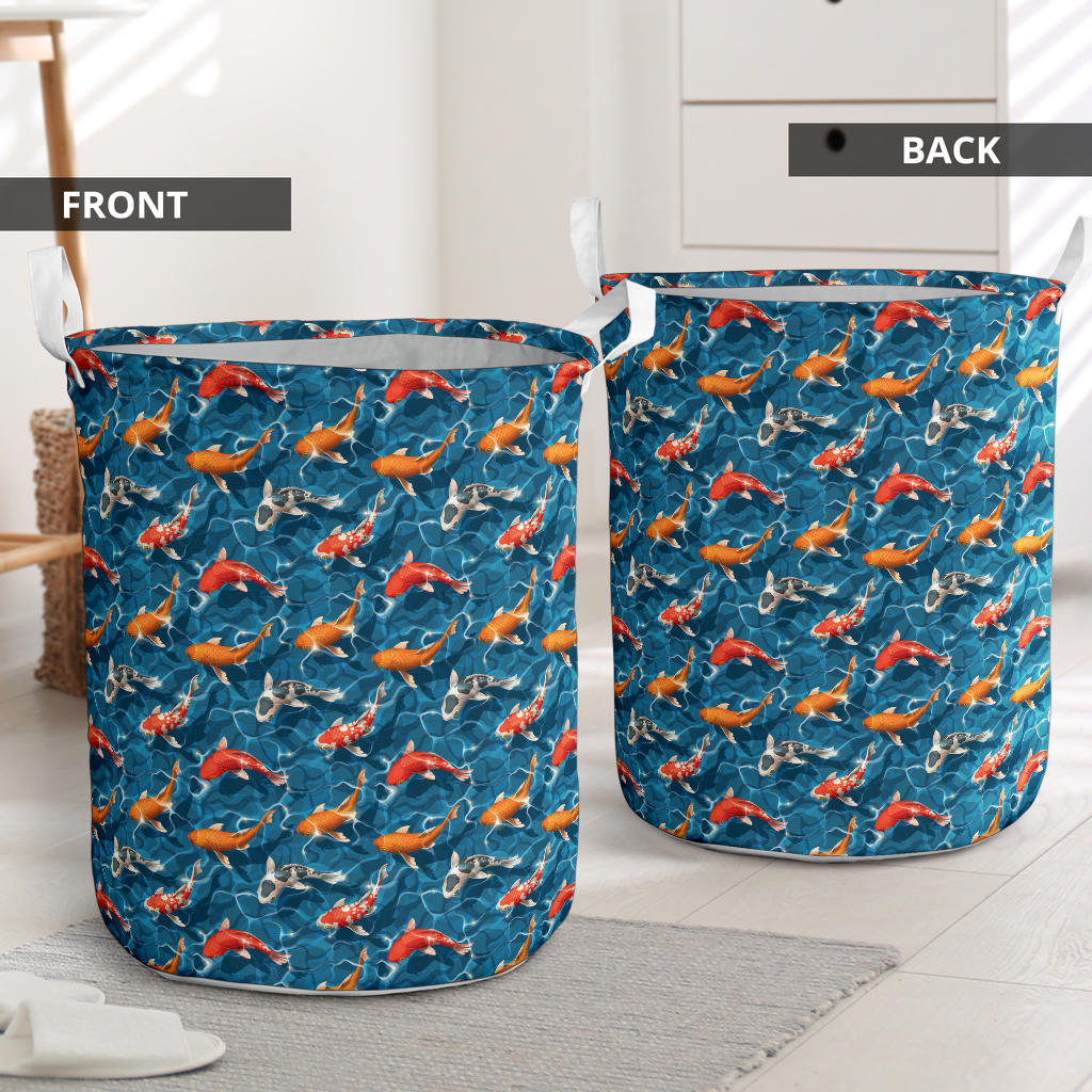 Koi Carp Water Design Themed Print Laundry Basket