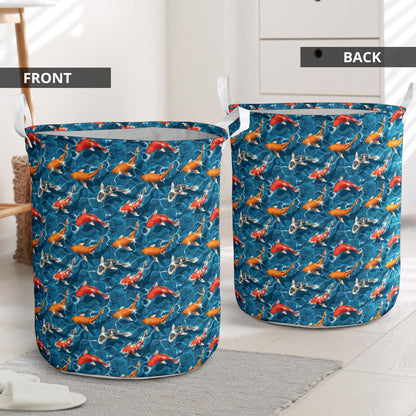 Koi Carp Water Design Themed Print Laundry Basket