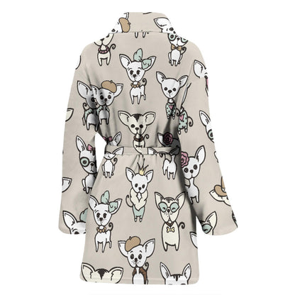 Chihuahua Pattern Print Design 02 Women Bathrobe