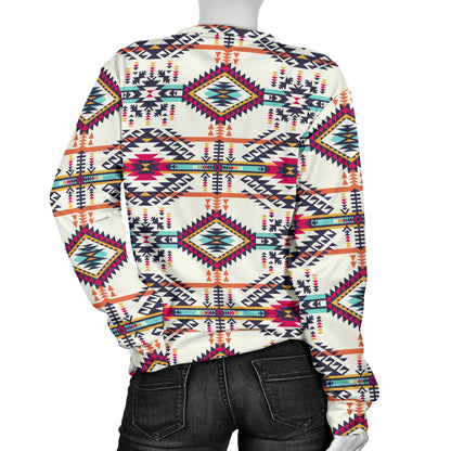 Indian Navajo Art Themed Design Print Women Long Sleeve Sweatshirt