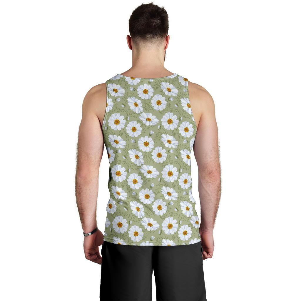 Daisy Yellow Print Pattern Men Tank Top