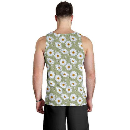Daisy Yellow Print Pattern Men Tank Top