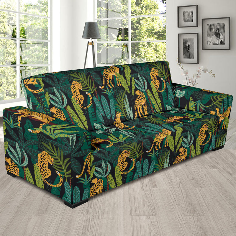 Jaguar Jungle Pattern Print Design 03 Sofa Slipcover