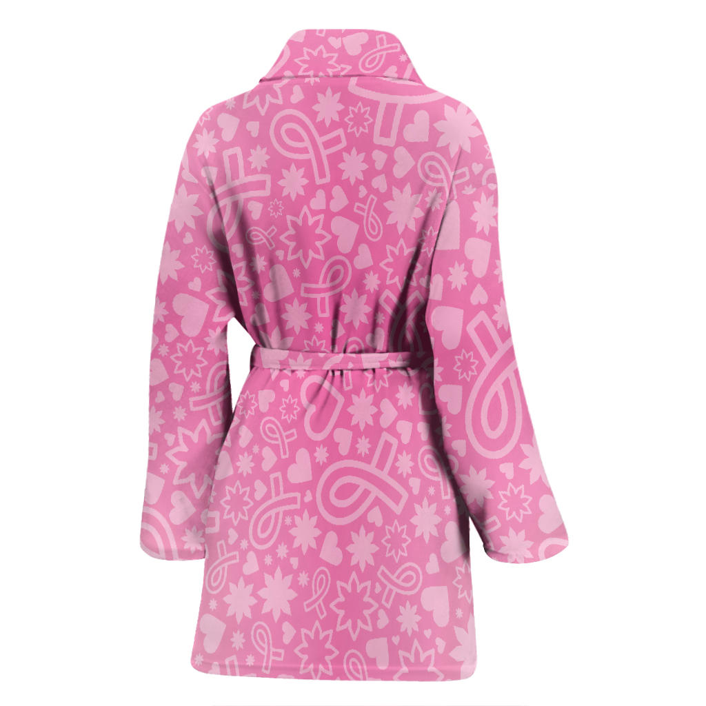 Breast cancer Pattern Print Design 02 Women Bathrobe