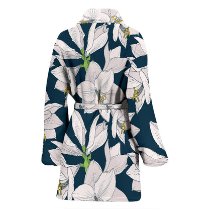 Amaryllis Pattern Print Design 01 Women Bathrobe