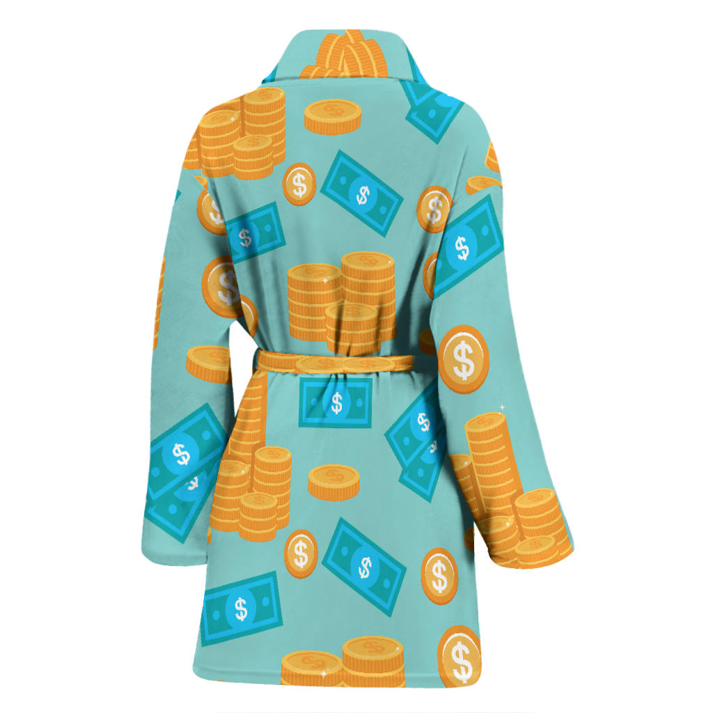 Money Pattern Print Design 03 Women Bathrobe