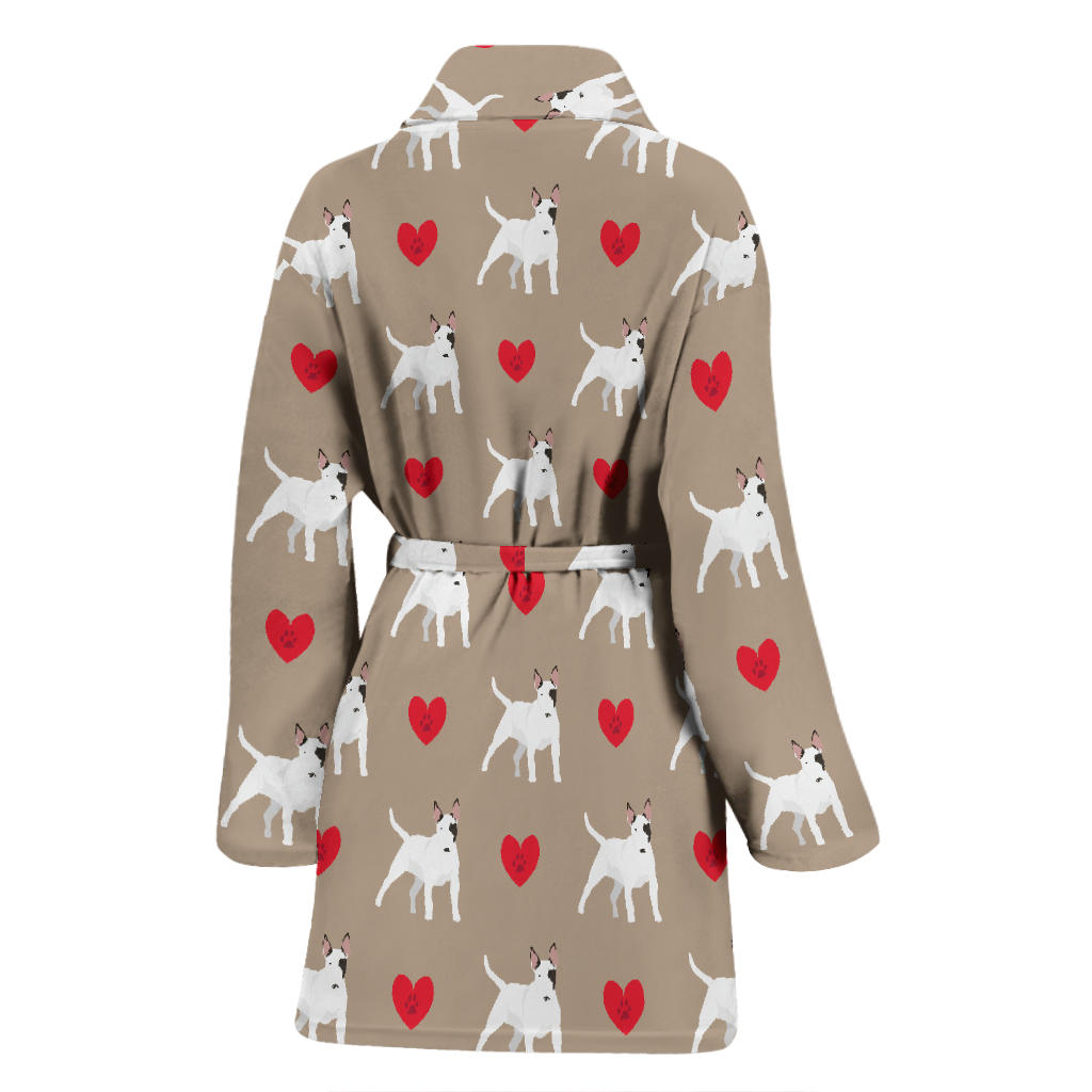 Bull Terriers Pattern Print Design 01 Women Bathrobe